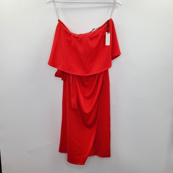 Revolve Lovers + Friends Violet Midi in Rose Strapless Dress Red Cocktail NEW - Picture 4 of 11